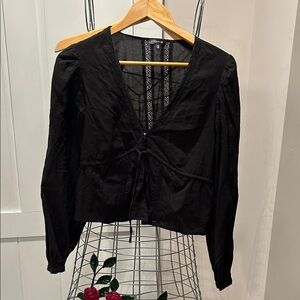 Dynamite Black Lace Detail Blouse